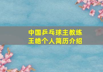 中国乒乓球主教练王皓个人简历介绍