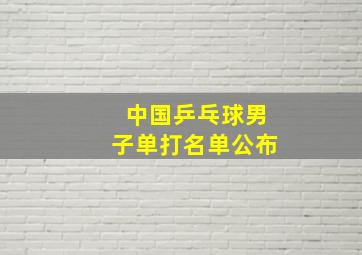 中国乒乓球男子单打名单公布