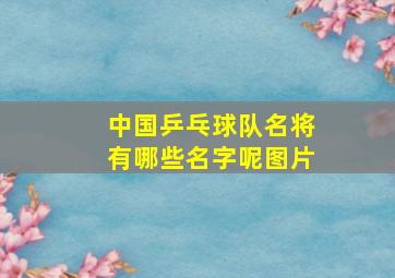 中国乒乓球队名将有哪些名字呢图片