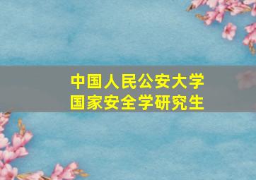 中国人民公安大学国家安全学研究生