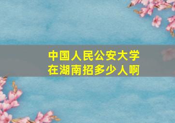 中国人民公安大学在湖南招多少人啊