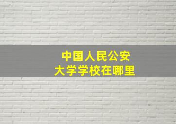 中国人民公安大学学校在哪里