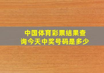 中国体育彩票结果查询今天中奖号码是多少