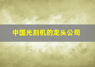 中国光刻机的龙头公司