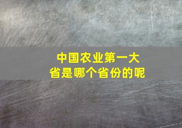 中国农业第一大省是哪个省份的呢