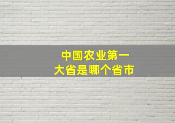 中国农业第一大省是哪个省市