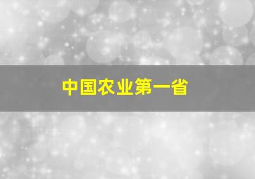 中国农业第一省