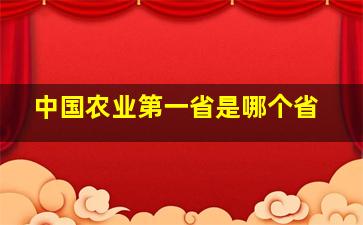 中国农业第一省是哪个省