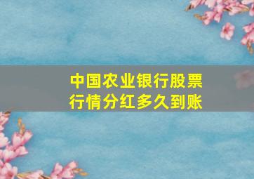 中国农业银行股票行情分红多久到账