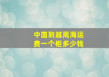 中国到越南海运费一个柜多少钱