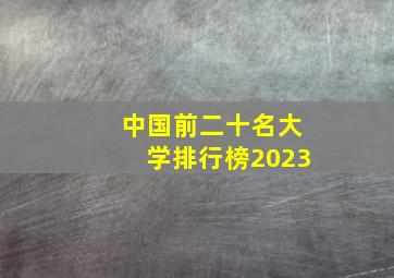 中国前二十名大学排行榜2023