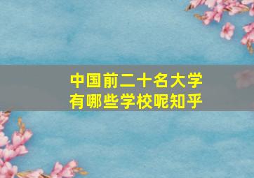 中国前二十名大学有哪些学校呢知乎