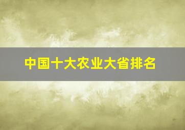 中国十大农业大省排名