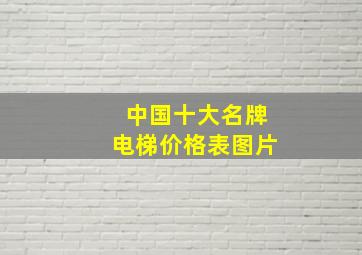 中国十大名牌电梯价格表图片