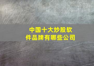 中国十大炒股软件品牌有哪些公司