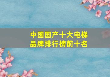 中国国产十大电梯品牌排行榜前十名