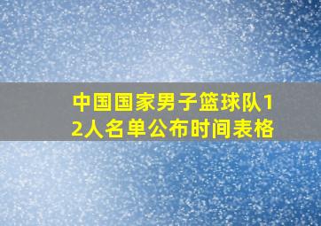 中国国家男子篮球队12人名单公布时间表格