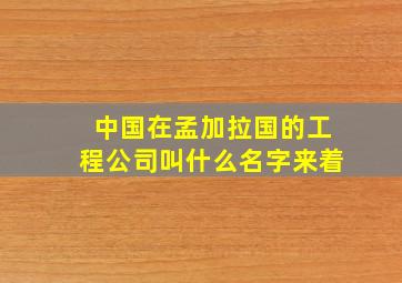 中国在孟加拉国的工程公司叫什么名字来着