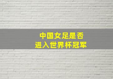 中国女足是否进入世界杯冠军