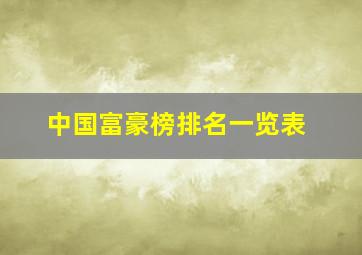 中国富豪榜排名一览表