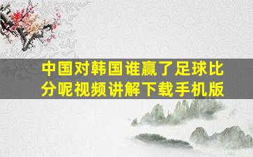 中国对韩国谁赢了足球比分呢视频讲解下载手机版