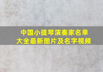 中国小提琴演奏家名单大全最新图片及名字视频