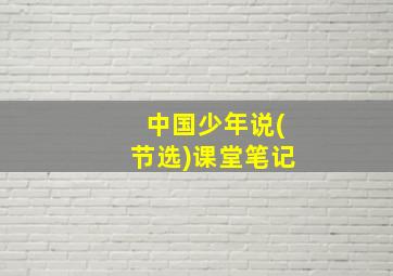 中国少年说(节选)课堂笔记