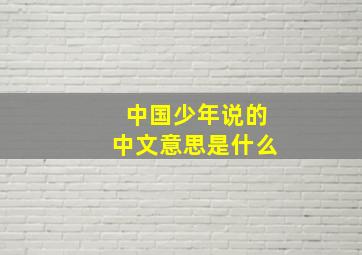 中国少年说的中文意思是什么