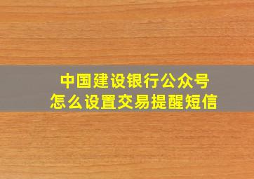 中国建设银行公众号怎么设置交易提醒短信