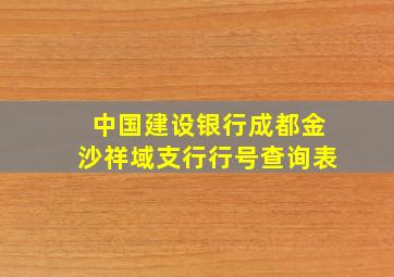 中国建设银行成都金沙祥域支行行号查询表