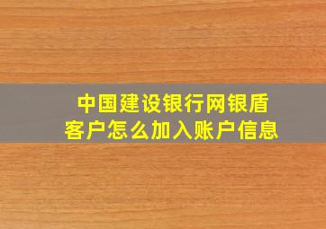 中国建设银行网银盾客户怎么加入账户信息