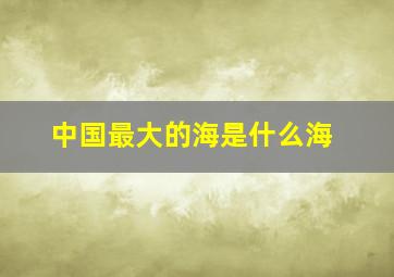 中国最大的海是什么海