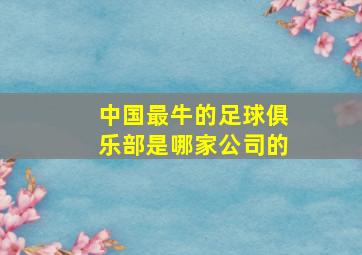 中国最牛的足球俱乐部是哪家公司的