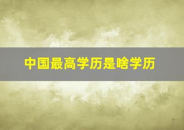 中国最高学历是啥学历