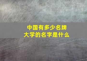 中国有多少名牌大学的名字是什么