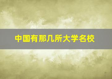 中国有那几所大学名校