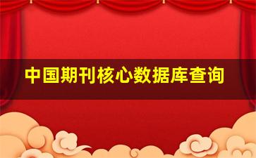 中国期刊核心数据库查询