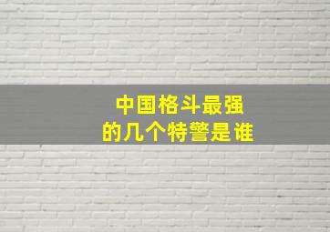 中国格斗最强的几个特警是谁