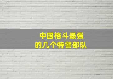 中国格斗最强的几个特警部队