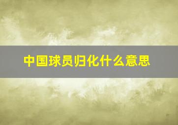 中国球员归化什么意思