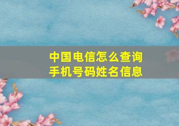 中国电信怎么查询手机号码姓名信息