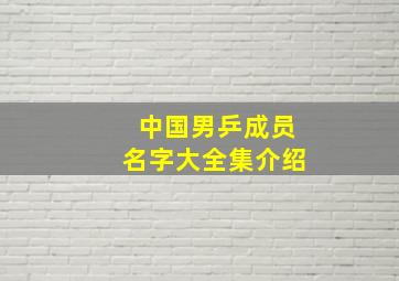 中国男乒成员名字大全集介绍