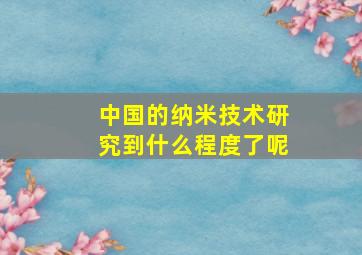 中国的纳米技术研究到什么程度了呢