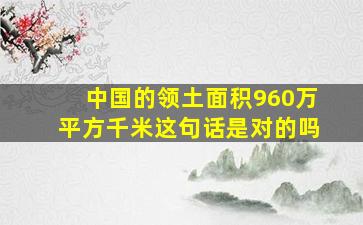 中国的领土面积960万平方千米这句话是对的吗