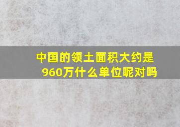 中国的领土面积大约是960万什么单位呢对吗