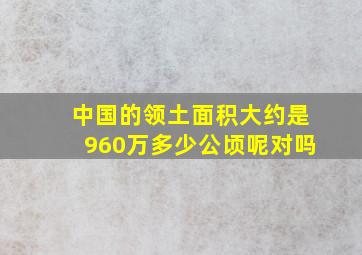 中国的领土面积大约是960万多少公顷呢对吗