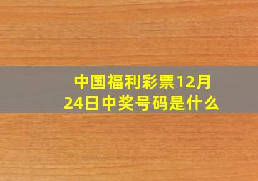 中国福利彩票12月24日中奖号码是什么