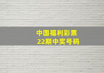 中国福利彩票22期中奖号码