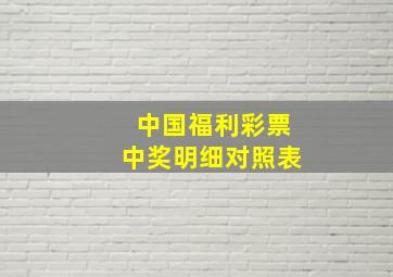 中国福利彩票中奖明细对照表