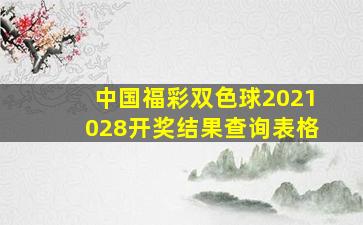 中国福彩双色球2021028开奖结果查询表格